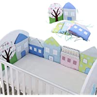 Cuna Bumper Soft Patrón De Dibujos Animados Transpirables Cuna Protector- Ropa De Cama De Bebé con Juego De 6 Piezas